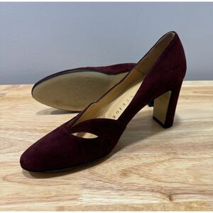 Walter Steiger Pumps Womens 7.5B Burgundy Wine Suede Heels Office Work Classic